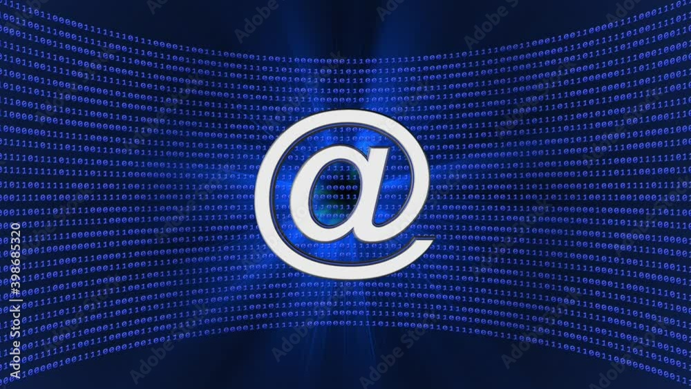 Poster abstract data flow motion background - rotating at sign in light effects in front of a virtual studi