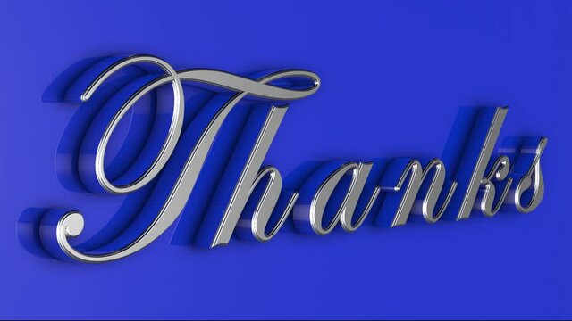 Abstract motion background - moved letters to wording Thanks - lettering in chrome style with shadow on blue background