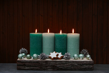 Green advent candles