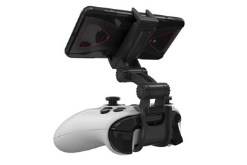 Realistic joystick for playing games on a mobile phone isolated on white