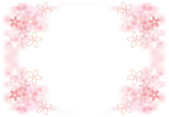 桜の花とぼかしのある背景イラスト