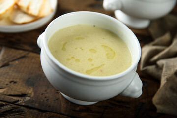 Celery asparagus soup with truffle oil