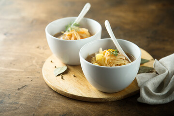 Traditional homemade sauerkraut soup