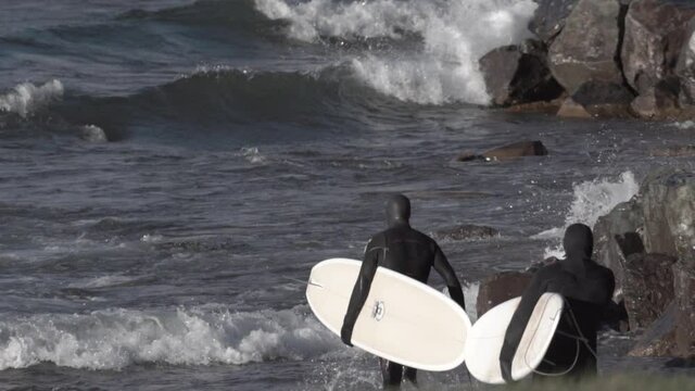 Surfers in Lake Superior 