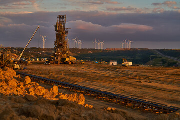 Coal mining excavators and the surrounding nature