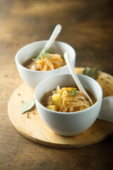 Traditional homemade sauerkraut soup