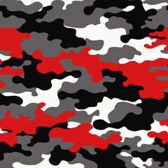 Camouflage abstract from red gray and white spots. Print. Vector