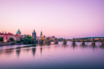 Charles bridge at sunrise in Prague, Czech Republic