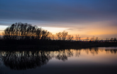 Night on a small lake in burgenland