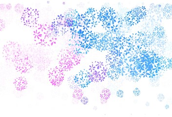 Light Pink, Blue vector elegant background with leaves.