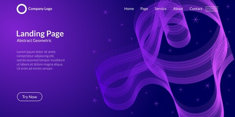 Abstract wave curve background in blue and purple gradient. It is suitable for landing pages, websites, banners, posters, etc. Vector illustration