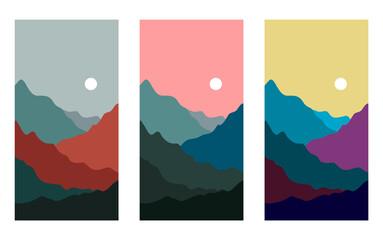 Naklejka na ściany i meble Abstract mountains poster.Set of vector banners with mountains.