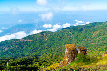 Obraz premium beautiful mountain layer with clouds and blue sky