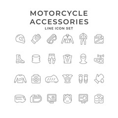 Set icons of motorcycle clothes and accessories