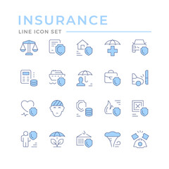 Set color line icons of insurance