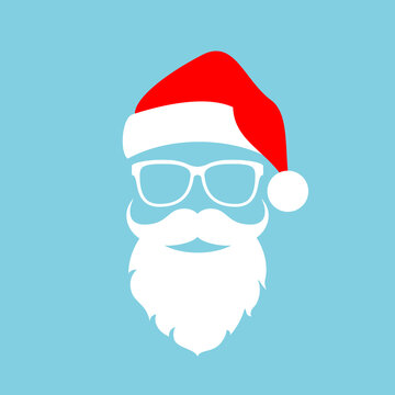Cool Santa portrait with beard and Christmas hat