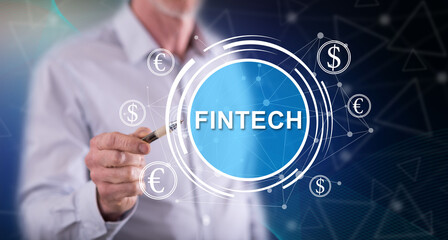 Man touching a fintech concept