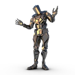 schwarzer humanoider Roboter in stehender Pose