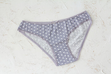 Beautiful women's cotton panties on white background.