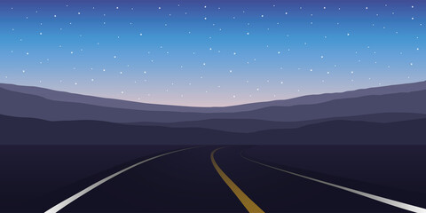 asphalt road direction mountains by night vector illustration EPS10