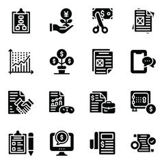 
Pack off Investment and Business Reports Glyph Icons 
