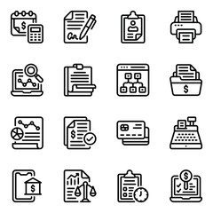 Pack of Business Reports Glyph Icons 