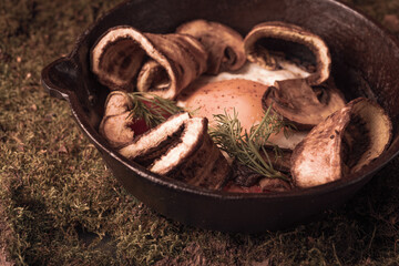 Dark photo style. Homemade food- still life