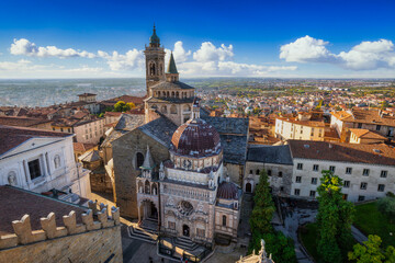 Beautiful architecture of the Basilica of Santa Maria Maggiore in Bergamo, Italy - obrazy, fototapety, plakaty