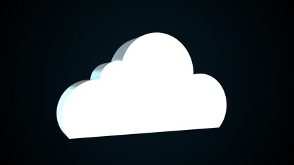 Computer generated rotation of 3d cloud on dark background. 3d rendering symbol of digital data storage