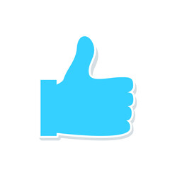 Thumbs up icon isolated on white background. Trendy thumbs up icon in flat style. Template for web site, social network, app, ui and logo. Thumbs up vector	