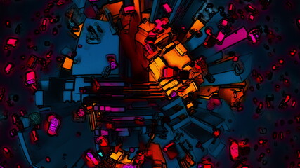 3d rendering of abstract technology backdrop. Complicated surface, computer generated in cartoon style