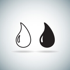 Water drop icon vector isolated on gray background. Water drop icon for web site, app, logo and design template. Water drop icon