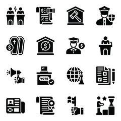 
Pack of Political Tools Glyph Icons 
