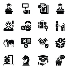 
Pack of Political Contracts and Deals Glyph Icons 
