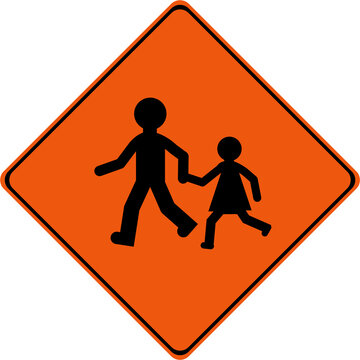 Warning sign with kids play