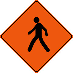 Warning sign with pedestrian