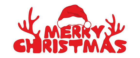 merry Christmas typography with deer