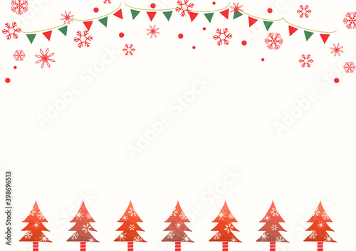 雪柄の赤いクリスマスツリーと雪の結晶の背景 Wall Mural Kid A 雪柄の赤いクリスマスツリーと雪の結晶の背景 Wall Mural Kid A