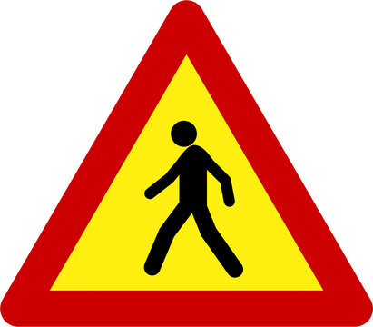 Warning sign with pedestrian