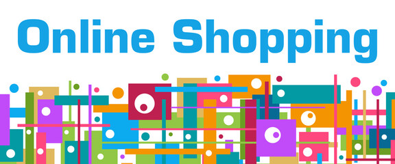 Online Shopping Colorful Random Squares Bottom Background Text 