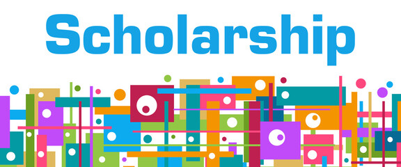 Scholarship Colorful Random Squares Bottom Background Text 