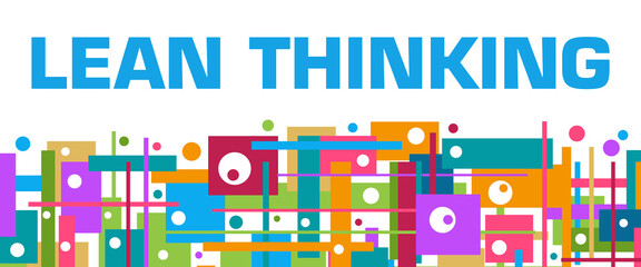 Lean Thinking Colorful Random Squares Bottom Background Text 