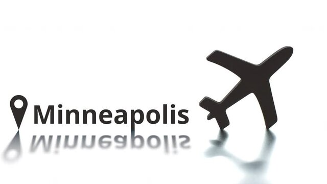 Plane Icon And Minneapolis City Name, Air Travel Concept