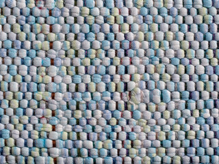 Close-up photo of the knitting details of the rug