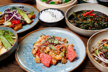 Thai food. Thai cuisine. Traditional colorful Thai food.