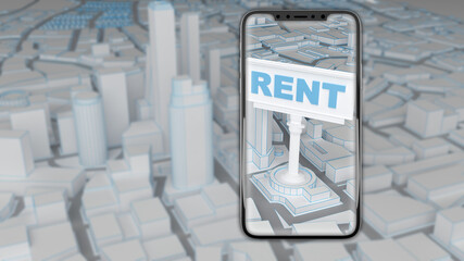 concept of finding rental in the city using smartphone