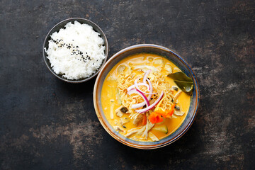 Curry, an aromatic dish of Thai cuisine. Colorful eastern cuisine