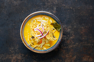 Curry, an aromatic dish of Thai cuisine. Colorful eastern cuisine
