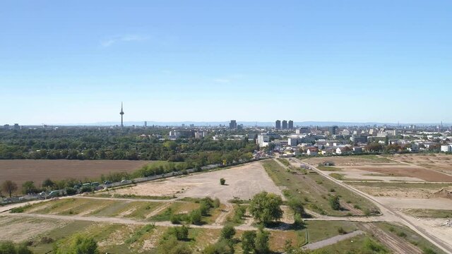 Mannheim barracks construction site and city panorama