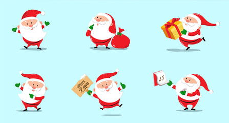 Santa claus cartoon icons illustration